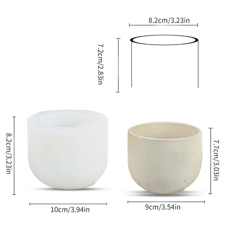 Succulents Flower Pot Mold Round Vase Plaster Cement Molds Holder Mould Dropship