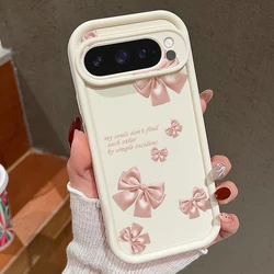 Charming Pink Bow Print Shockproof TPU Phone Protector Case - Google Pixel10 ProXL (A736 Beige White)