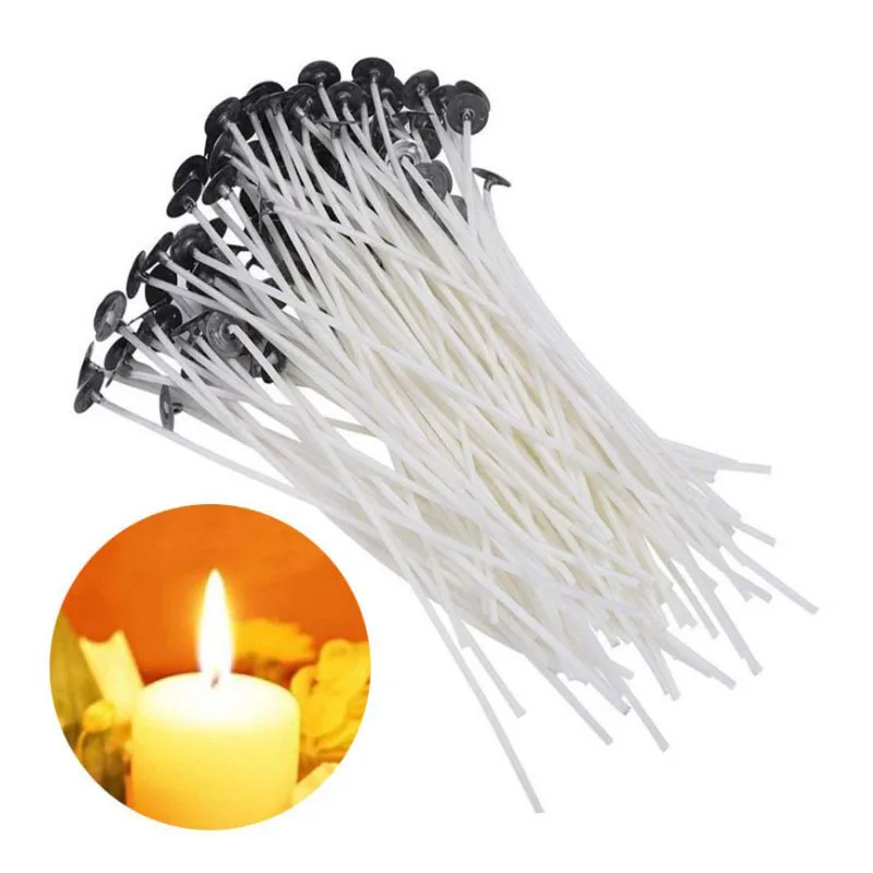 

8-20cm 100 PCS Candle Wicks Smokeless Wax Pure Cotton Core for DIY Candle Making Pre-waxed Wicks Party Supplies