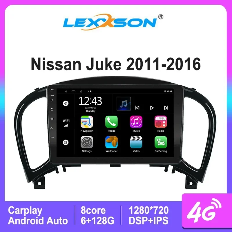

Автомобильное радио LEXXSON S8 для Nissan Juke 2011-2016, мультимедийный видеопроигрыватель GPS 1280*720 DSP Din Android, автомобильный CarPlay BT 5,0, USB плеер