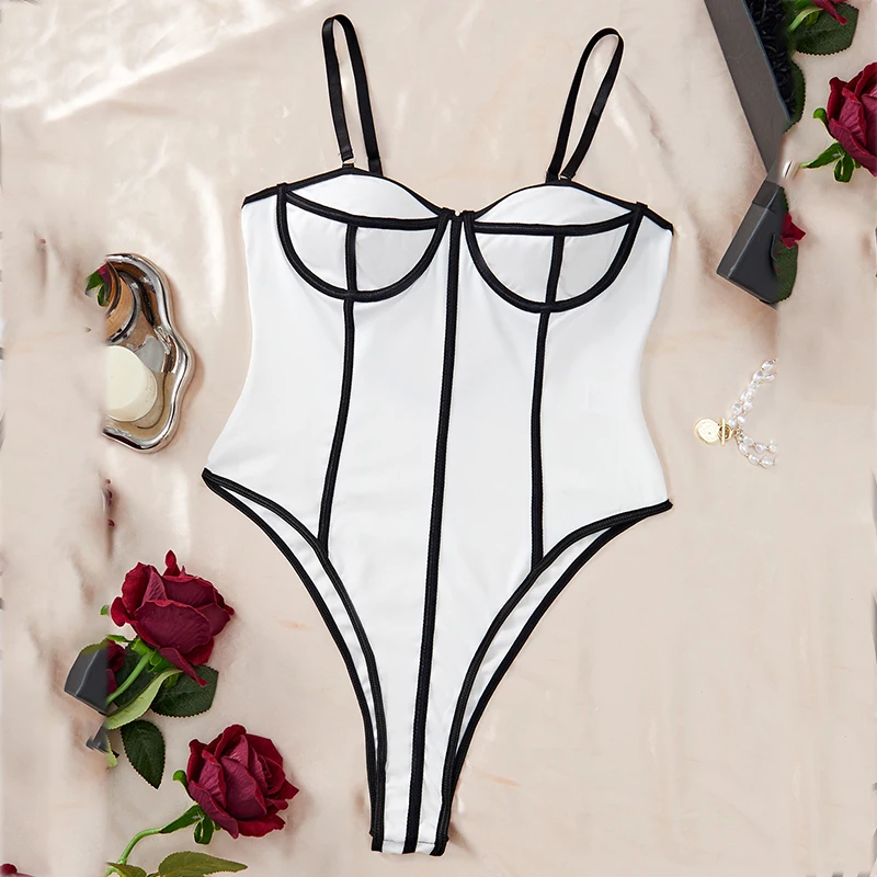CHILLGIO Frauen Sexy Bodycon Einteilige Kombination Strumpfhosen Lässige Elastische Bodys Schlanke Catsuits Mode Riemchen Strampler Dessous – Detail 13