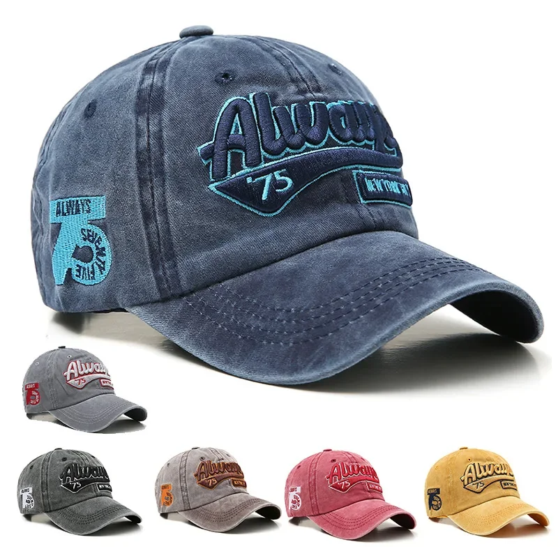 

Embroidery Letter Baseball Caps for Women Washed Cotton Baseball Caps Spring Summer Sun Hats Men Snapback Dad Hat Soft Top Hats