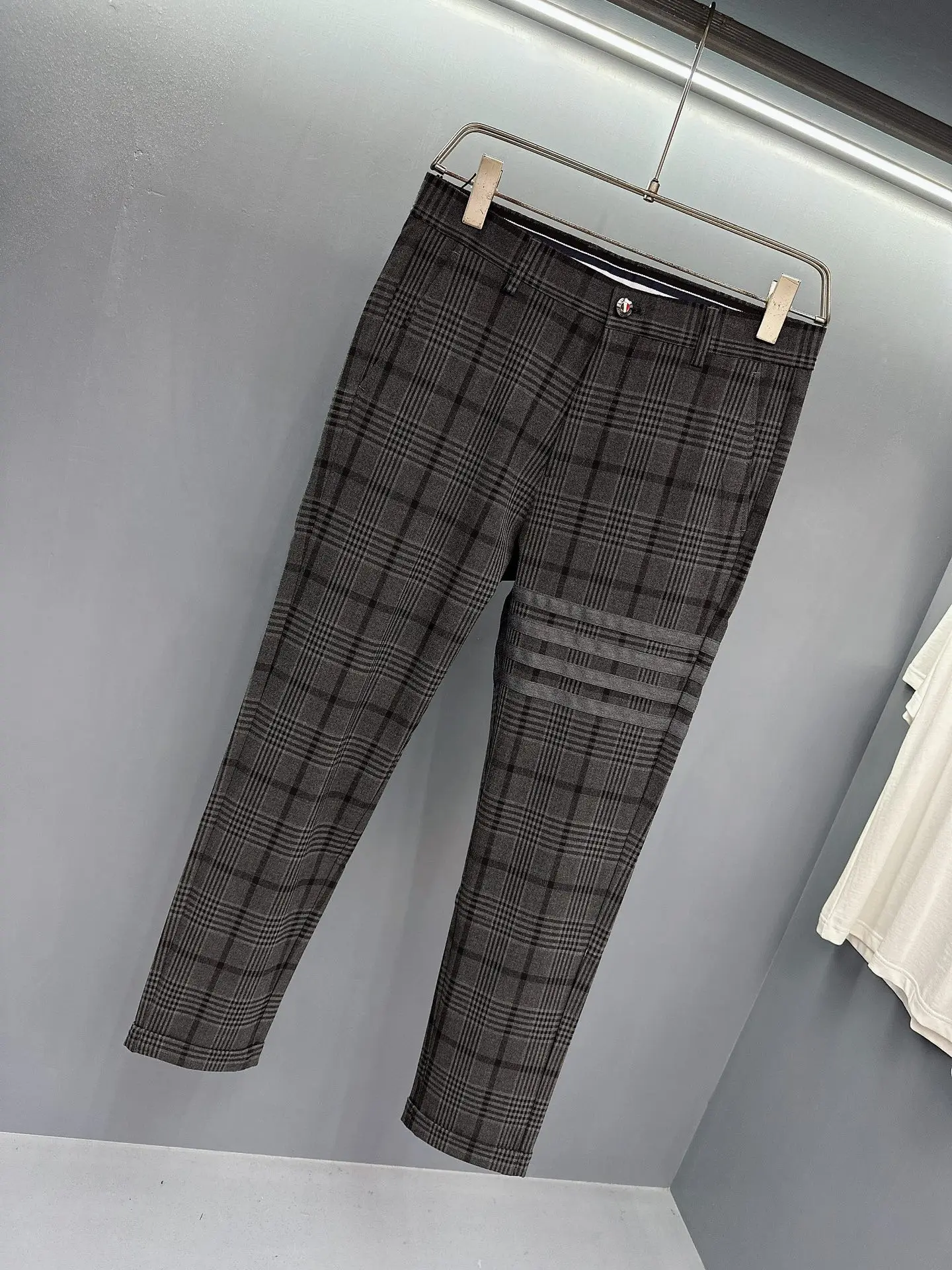 

TB THOM Men's Pants 23ss Korean Fashion Hot Sale Suit Pants Classic Gray Stripes Plaid Formal Trousers Casual Business Pants