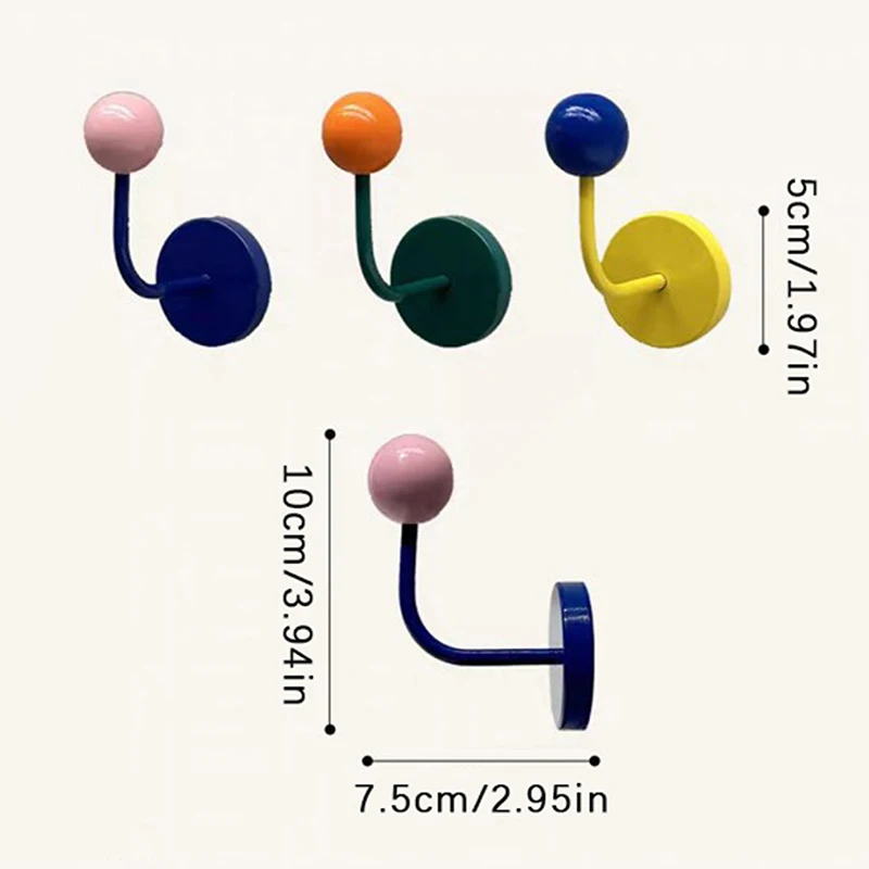 Creative Colorful Wooden Ball Magnetic Hooks Iron Art Home Storage Fridge Decorative Note Fixed Hooks Lovely Behind Door Hooks