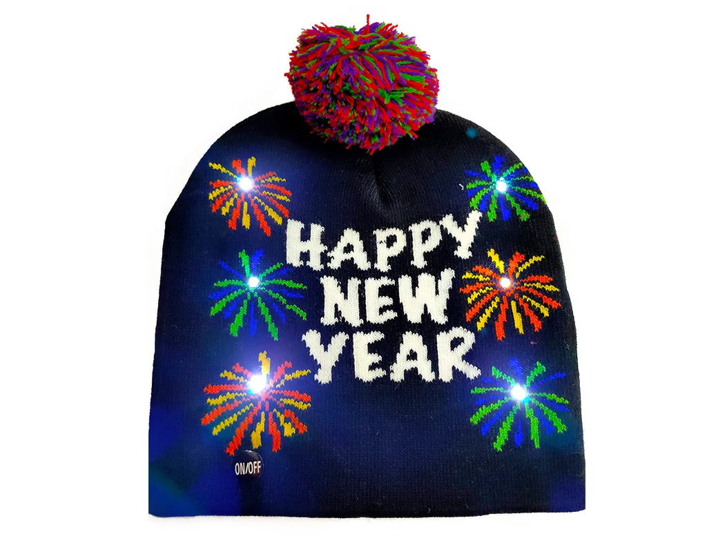 thumbnail image 1 of ¡EN OFERTA! Gorro navideño de punto con luces LED para Año Nuevo 2024, gorro cálido iluminado para niños y adultos, decoración navideña para Año Nuevo, 1 of 5