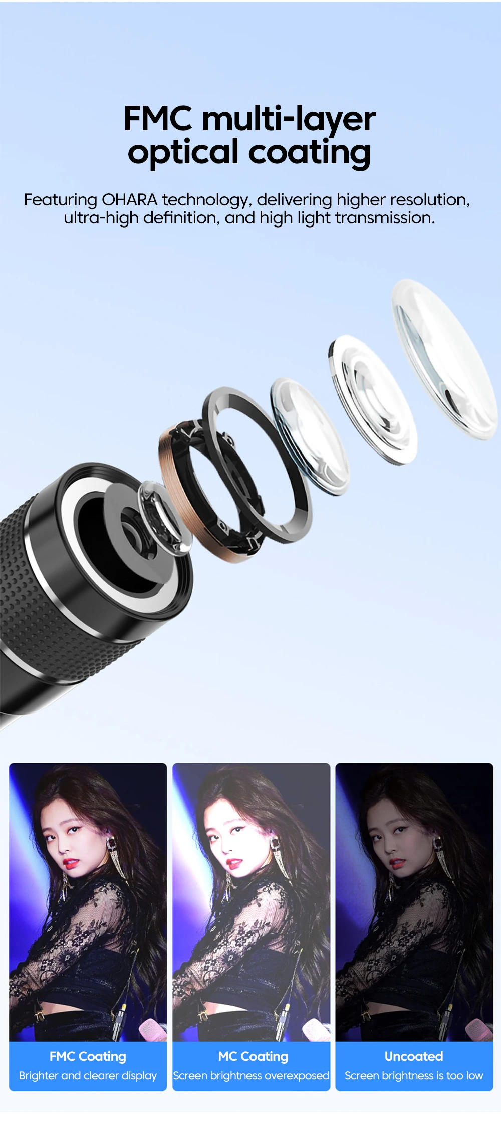 20x Mobile Phone Telephoto Lens Portable Adjustable Focal Length External Camera Cellphone Universal Clip-on Shooting Accessorie
