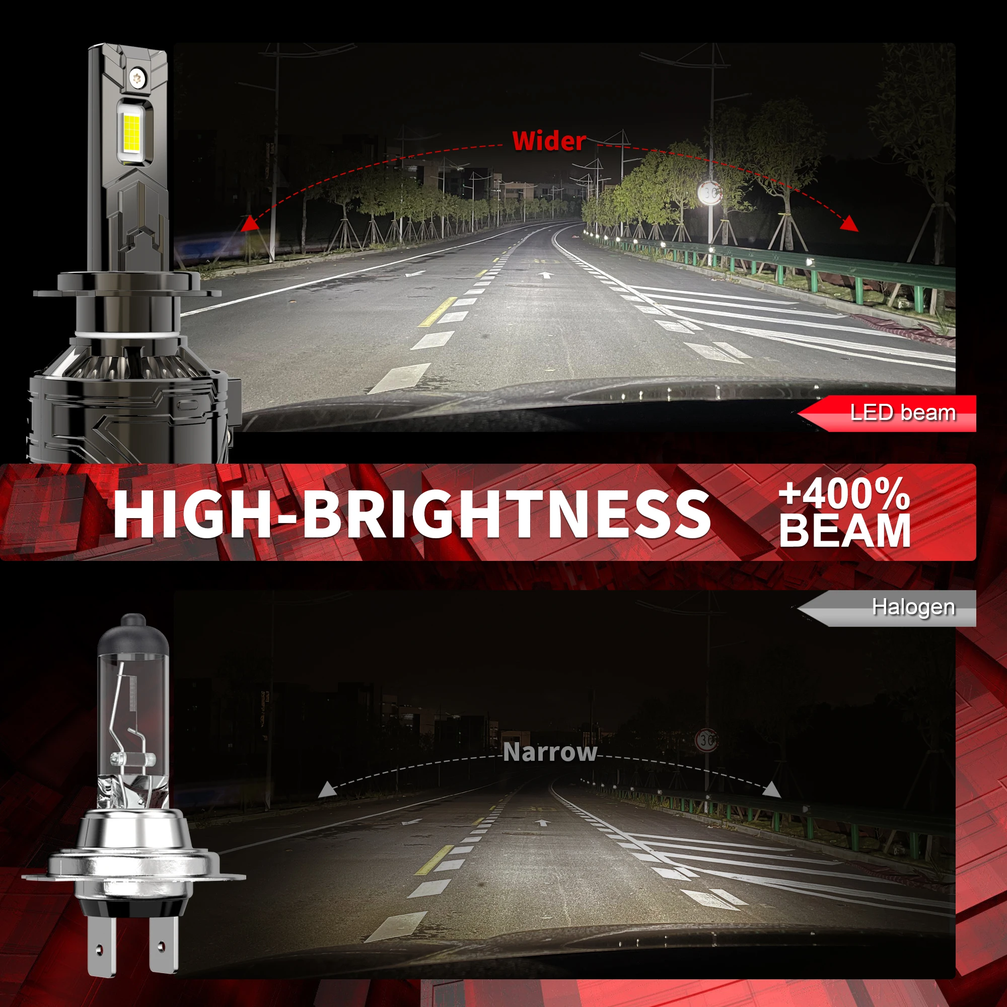 2pcs H7 LED Car Headlight Bulbs 30000LM H4 H1 H11 H8 H9 9005 9006 HB3 HB4 9012 200W Auto Lamp canbus 6000K white light With fan