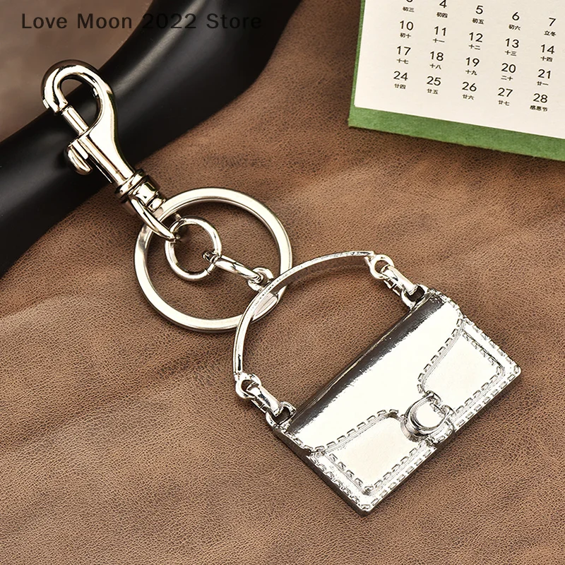 트렌디 한 절묘한 미니 핸드백 모양 키 체인 펜던트 여성을위한 악세사리 금속 열쇠 고리 배낭 장식 액세서리 선물