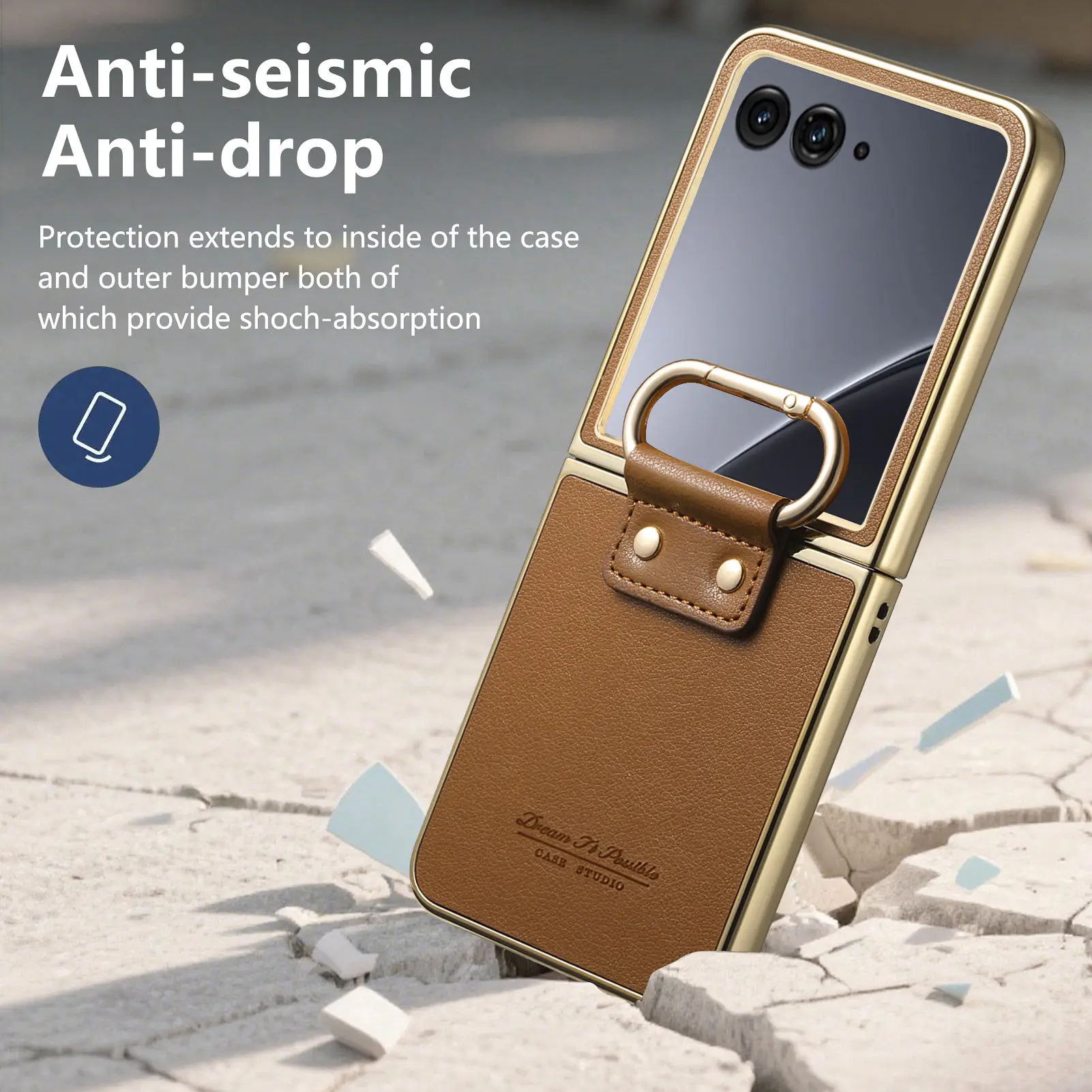 Portale Ring Holder Leather Phone Bag Case