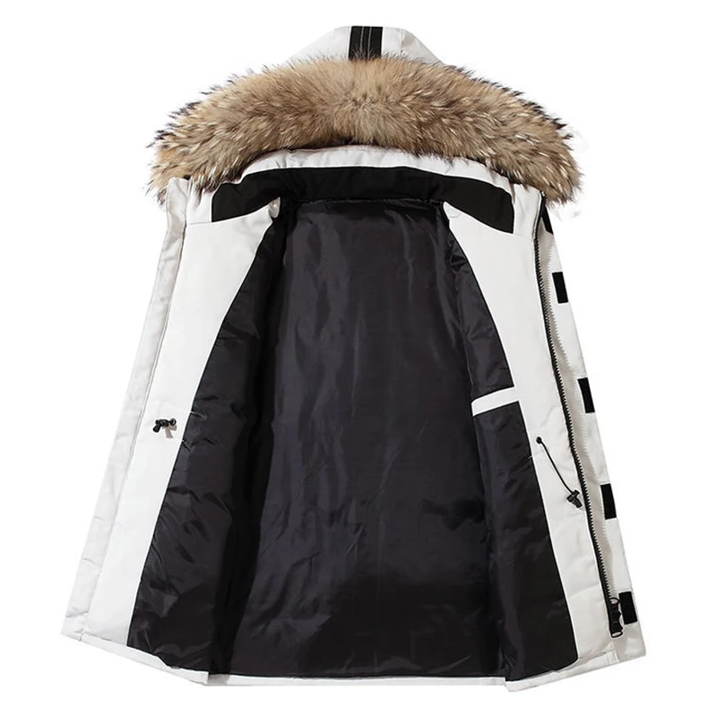 Thicken Men's Down Jacket With Big Real Fur Collar Warm Parka -30 degrees Men Casual Waterproof Down Winter Coat Size 3XL