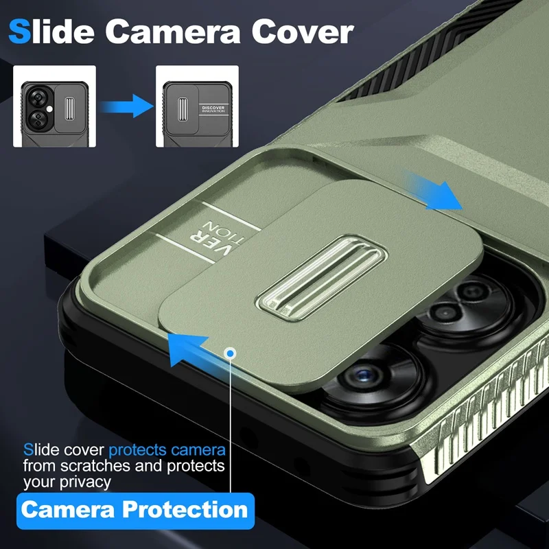Military Antiskid Case with Camera Lens Slide Cover