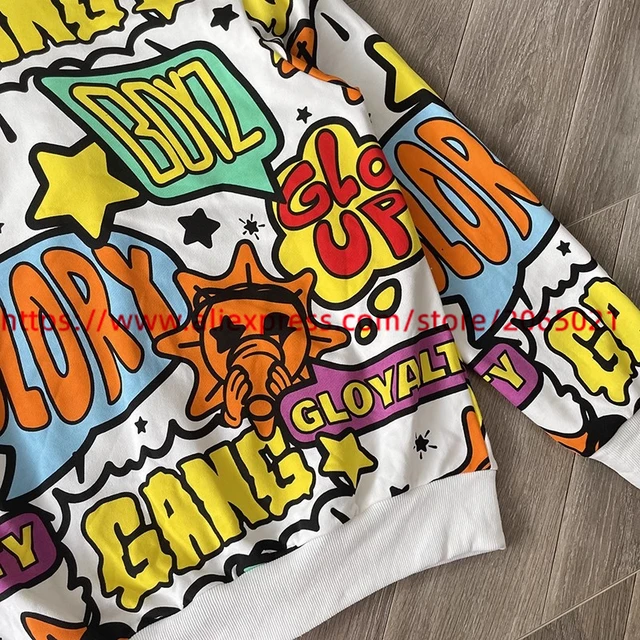 Blue Cartoon Print Camouflage Glo Gang The Glory Full Zip Hoodie