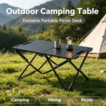 Tavolo da campeggio pieghevole portatile, tavolo da picnic per esterni, tavolo pieghevole compatto, adatto per campeggio ed escursioni.