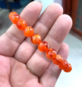 Certificate 10mm Natural Red Round Mexican Amber Beeswax Bracelet
