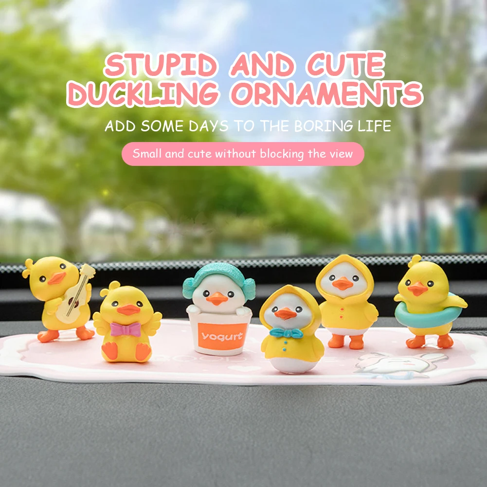 6PCS/Set PVC Cute Small Yellow Duck Pendant Car Interior Decoration  Ornament Auto Dashboard Decor Duck In The Car Accessories - AliExpress