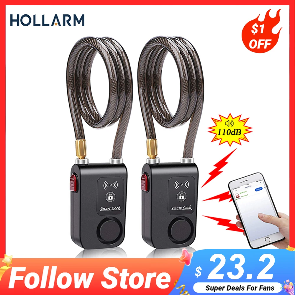 Hollarm Bluetooth Bike Moto Lock Alarm Impermeabile Antifurto Vibrazione Sistema Di Blocco Allarme Sicurezza Smart App Control