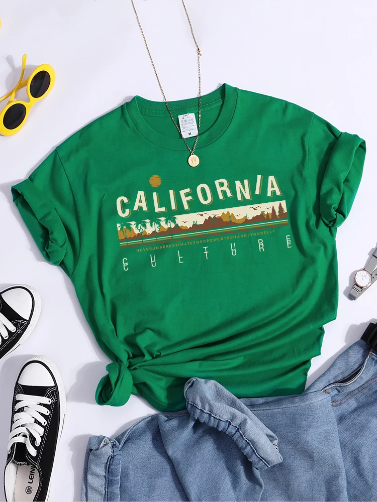

California Never Underestimate Your Power To Change Yourself T-Shirts Vintage Oversized Tshirt Individual Tee Top Summer Tshirts