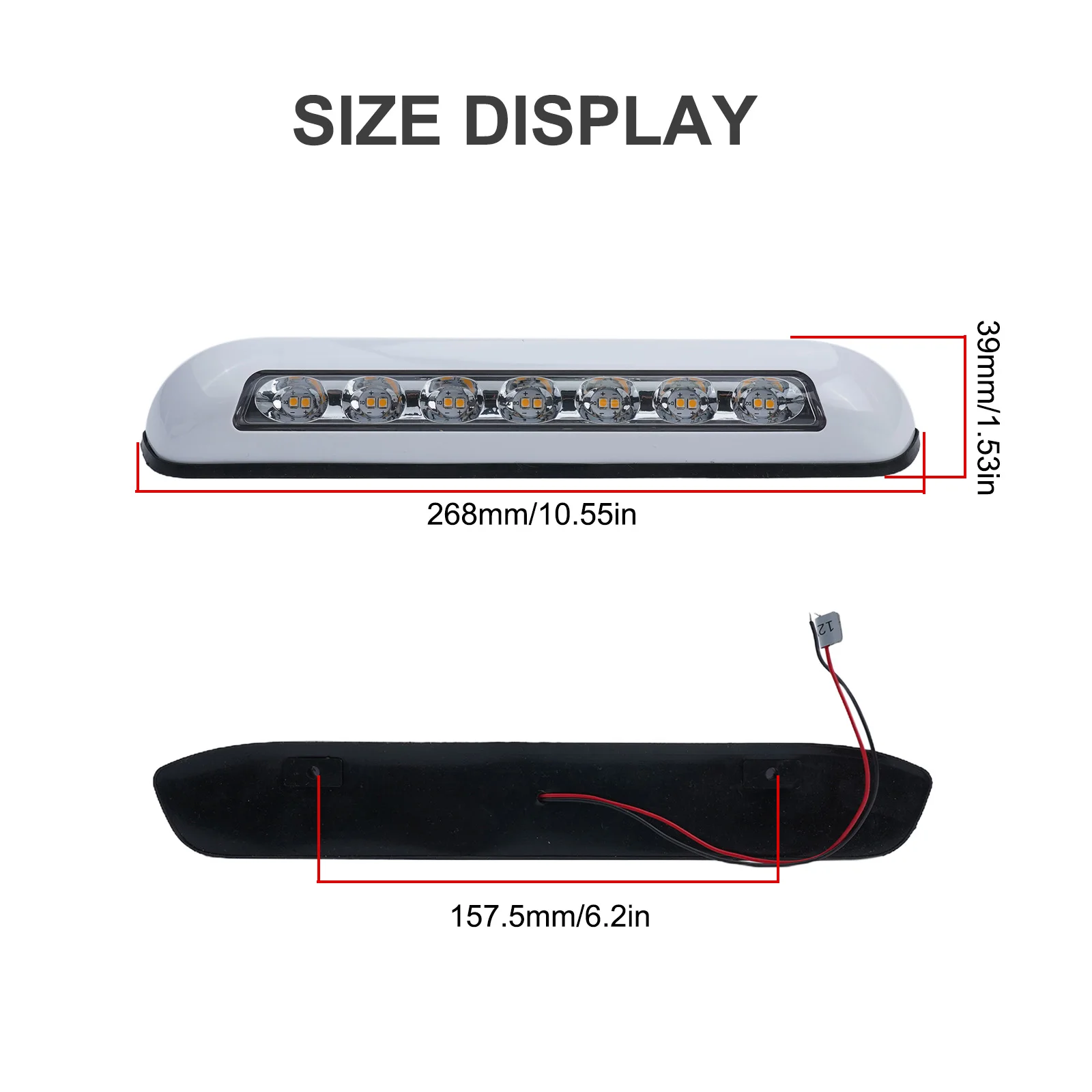 브랜드 뉴 RV 조명 12V 268*39MM 8W ABS 어닝 포치 라이트 외부 LED 램프 비즈 RV LED RV LED 라이트 화이트