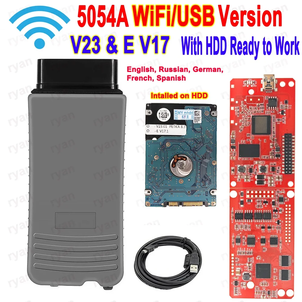 

Best 5054A WiFi USB Version With HDD Installed OD V23 and Engineering-E V17.1 5054 Support V-Au-di Sk-da Ready to Work