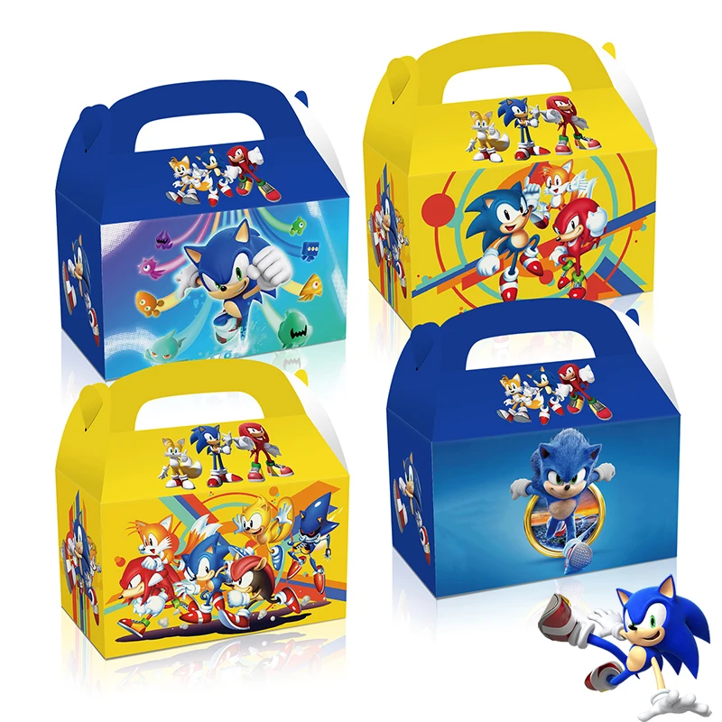 12Pcs Sonic The Hedgehog Candy Box Casamento Sweet Candy Gift Boxs Cookie Food Packaging Box Cartoon Birthday Party Supplies