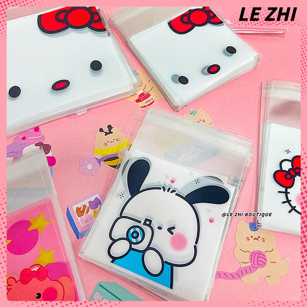 100PCS Packaging Bags Hello Kitty Mymelody Cute OPP Clear Self-adhesion Cartoon Printing DIY Gift Pastry Bag