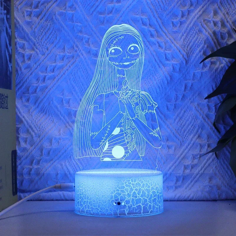 thumbnail image 1 of Pesadilla antes de Navidad luces LED de noche 3D figura de Anime Jack Sally niños divertida cabecera dormitorio decoración lámparas de escritorio regalo, 1 of 5