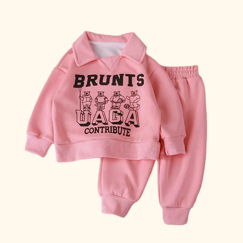 Children Clothes Sets Autumn Winter Polo Sweatshirt+Pants Sport Suits for Kids Boys Girls Warm Tracksuits Kids Clothing 3