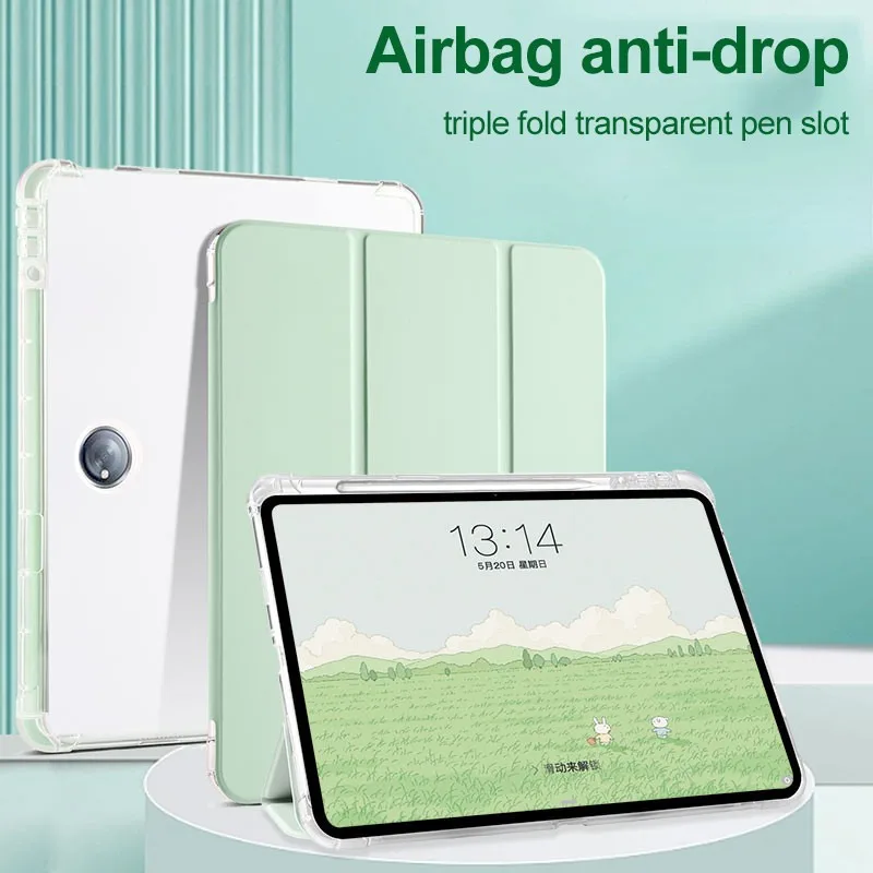 

For OPPO Pad Neo 11.4 Inch 2024 OPD2302 OPD2303 Transparent Tablet Case Soft Airbag Anti-drop Tablet Cover With Pen Slot