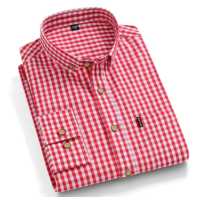 Plaid for Men Long Sleeve Shirts 100% Cotton Casual Men's Dress Shirts Regular Fit Checkered Shirt Soft Comfortable Male cotton shirt,long sleeve shirt,men casual shirt