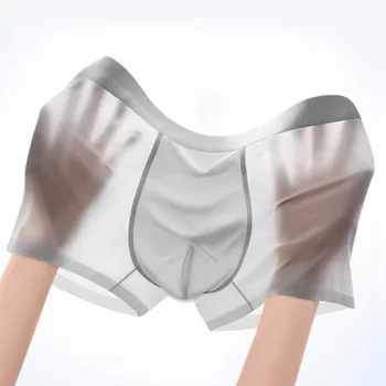 Intimo da uomo in seta di ghiaccio trasparente ultrasottile 20D 3A antibatterico traspirante cavallo boxer senza cuciture nudi ad asciugatura rapida 1