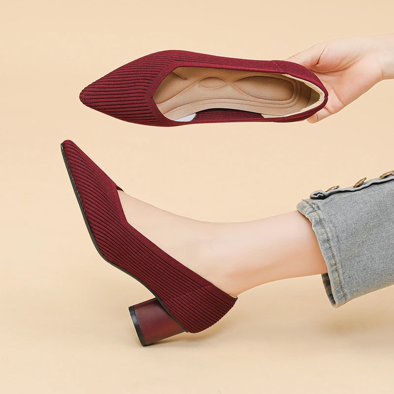 Women's High Shoes Knitted Breathable Anti slip Rubber Sole Shoes 2025 New Edition (6cm High) 3