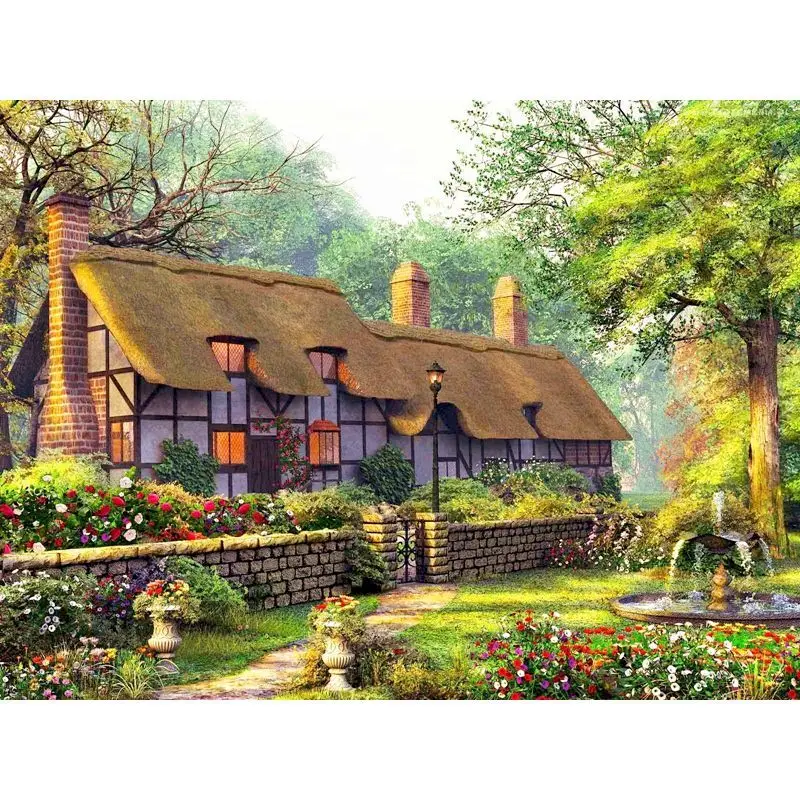 

GATYZTORY Painting By Numbers House Landscape Pictures By Number For Adults 50x65cm Diy Room Wall Art Home Decoration Diy Gift