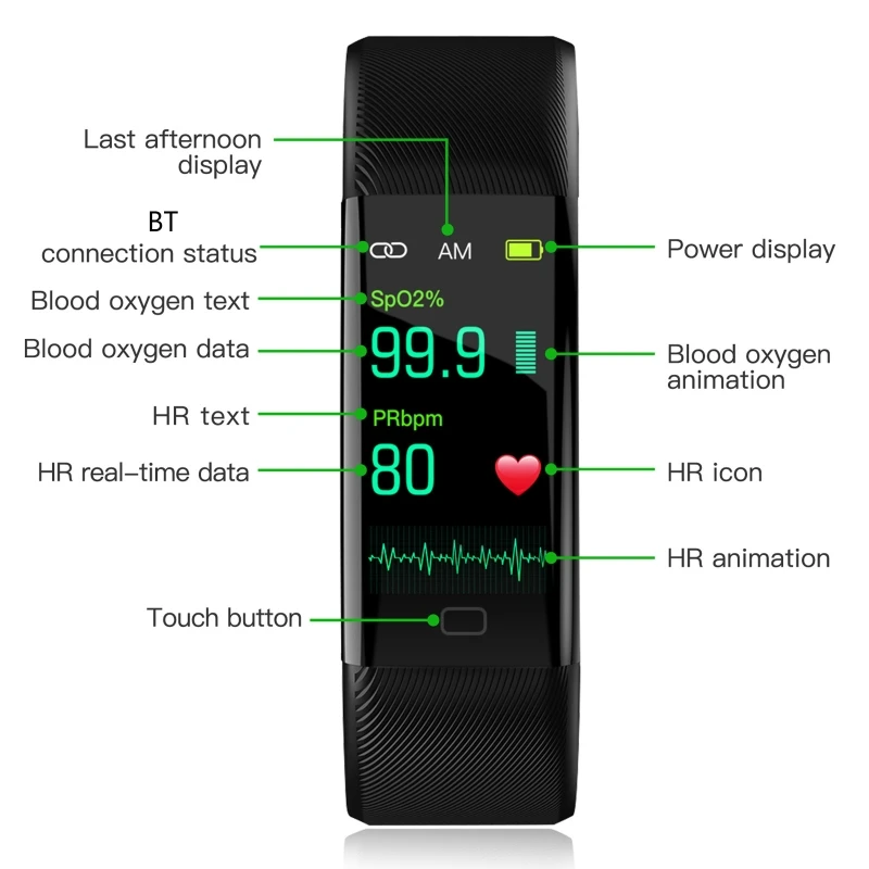 F07t Smart Sports Bracelet Women Men Wristband Fitness Tracker IP67 Waterproof 24BB
