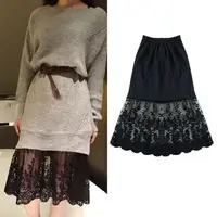 Jupon en dentelle florale 70 cm, sous-jupe en maille pour Cheongsam, jupe de sécurité taille haute streetwear, jupon d'été 1