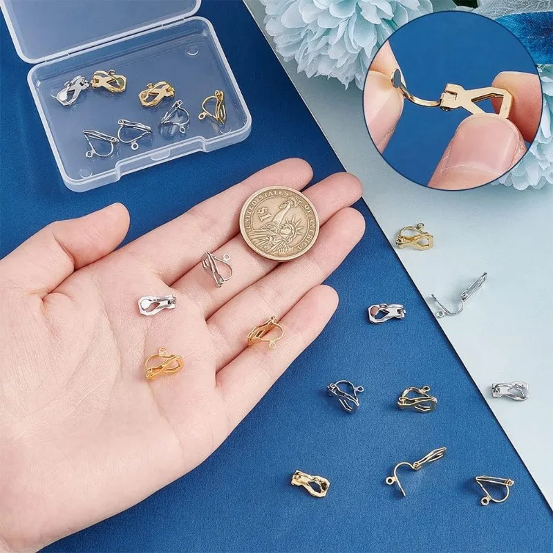 Ear Clip Earrings, Clip Earrings, Ear Clip 20pcs Stainless Steel Clip-on Earrings