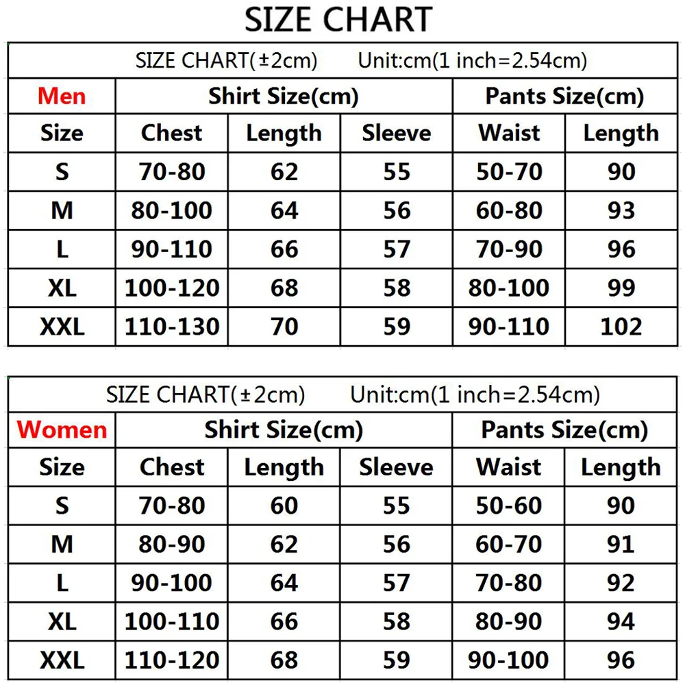 Thermal Underwear Size Charts /