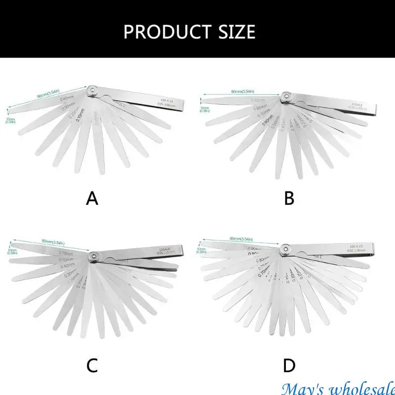 0.01-1mm/0.05-0.50mm/0.05-1.00mm/0.02-1.00mm 필러 게이지 스테인레스 스틸 448A