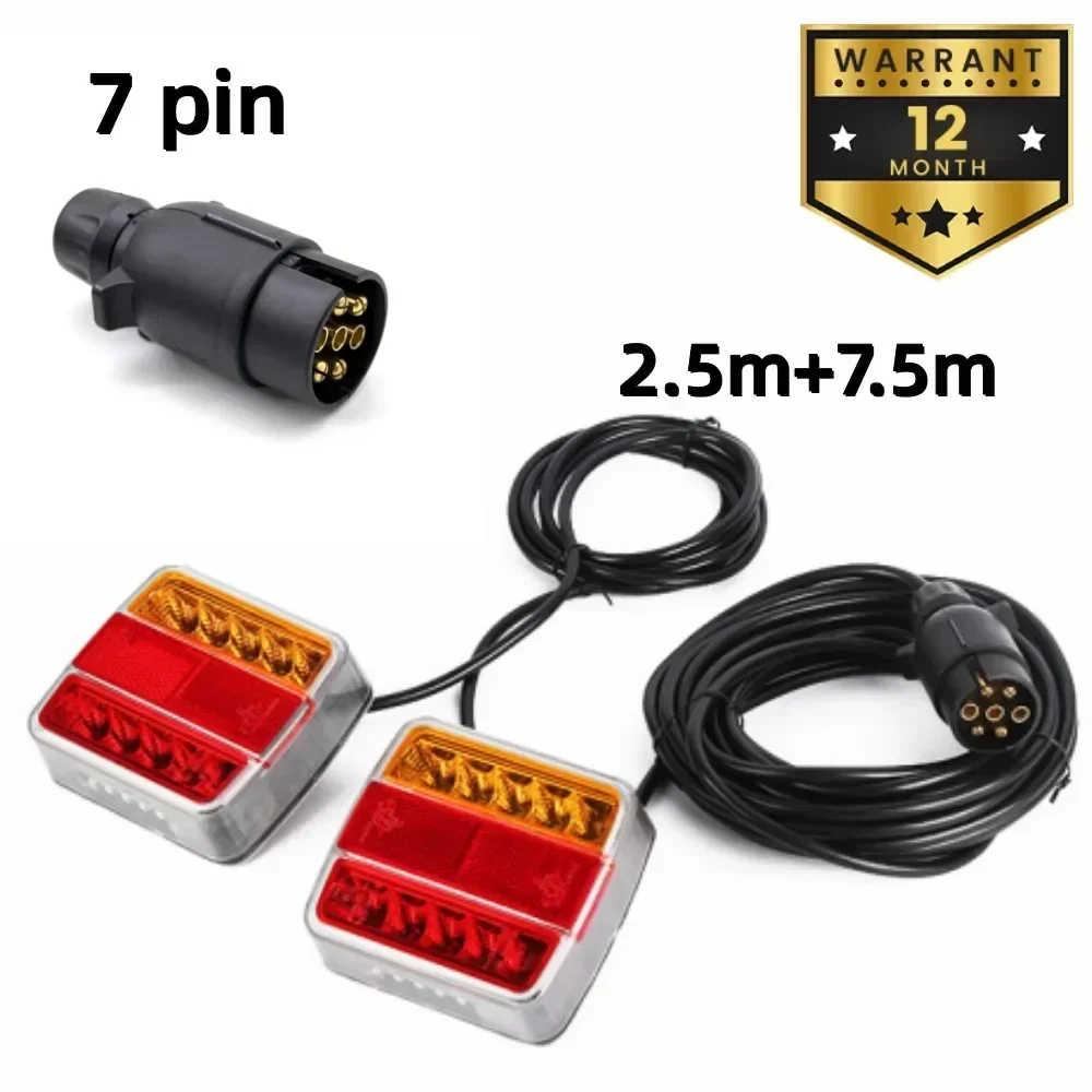 Rear Towing Tail Light 12V 10m 18 LED Trailer 7 Pin Universal Brake Stop Lamp License Number Plate Reflector Waterproof 1 Set led tail lights license plate light