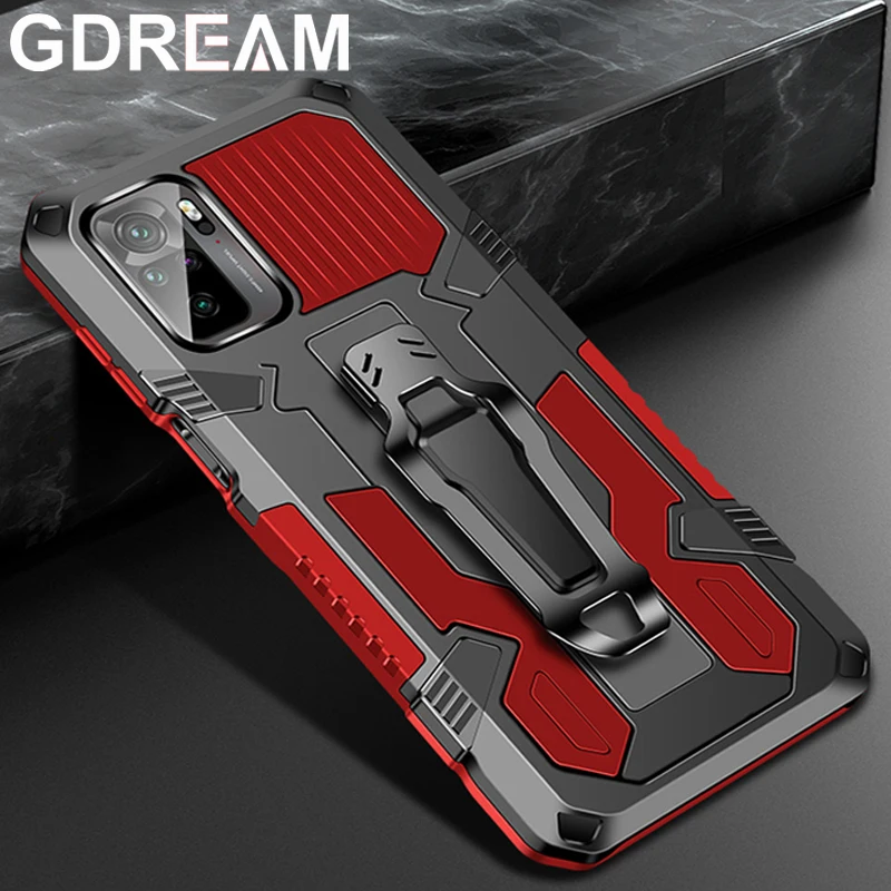 

GDREAM Shockproof Phone Case For Redmi 10X 10 10C Magnetic Back Clip Bracket Protective Cover For Redmi Note 10 10S 10Pro Max