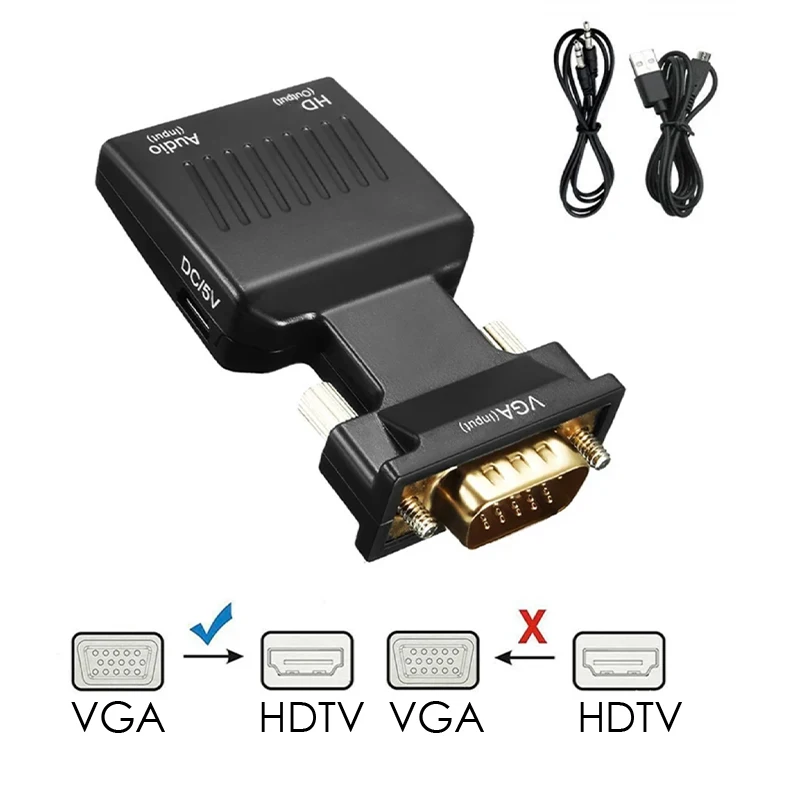 Hdmi to Vga Adapter Cable VGA Male to HDMI-compatible Female Converter with Audio Cables 480P/720P/1080P for PS3/4 HDTV Monitor Projector PC Laptop TV-Box