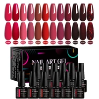 MEET ACROSS12Pcs Red Series Gel Nail Polish With Box Semi Permanent UV Gel LED Nail Art Varnish Manicure Kit Nail Supplies 1