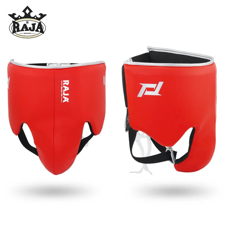 RAJA Boxing Groin Protector Guard Genuine Leather Sanda Muay Thai Kickboxing MMA Men Training Abdominal Protector Gear Women