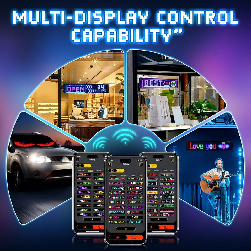 LED Display Demon Eyes Car LED Logo APP LED Matrix Pixel Panel Night Light DIY Programmable Flexible for Car Truck Accessorie