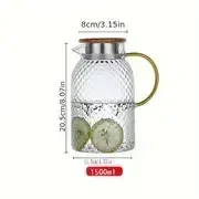 1pc glass pitcher with lid high borosilicate glass heavy duty water pitcher drink carafe for hot and cold beverges drinkware details 0