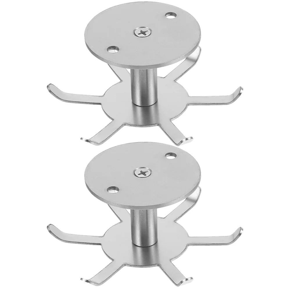 

Kitchen Utensil Hangers 304 Stainless Steel Storage Ceiling-mounted Six-claw Rotating Hook 2pcs