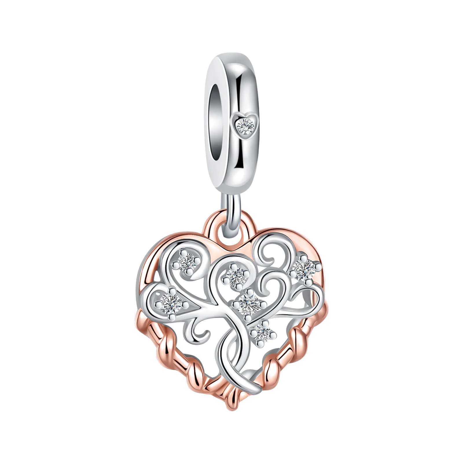 925 silver rose golden love tree boutique fashion pendant fit pandora original bracelet charm beads necklace Diy female jewelry