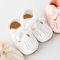 Baby Girl Shoes Fly Knit High Quality TPR Sole Anti-slip Breathable Soft Cotton Spring and Autumn Cute Bowknot for 0-9-18M F235 2