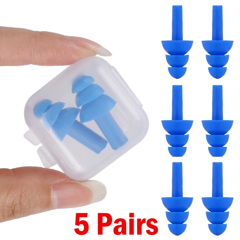 5PairsSoftSiliconeEarplugsWaterproofSwimmingEarPlugsReusable