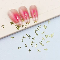 100 pcs Cross Metal Nail Charms Gold Silver Black Metallic Nail Stud Manicure 3d Nail art Decorations Accessories 4