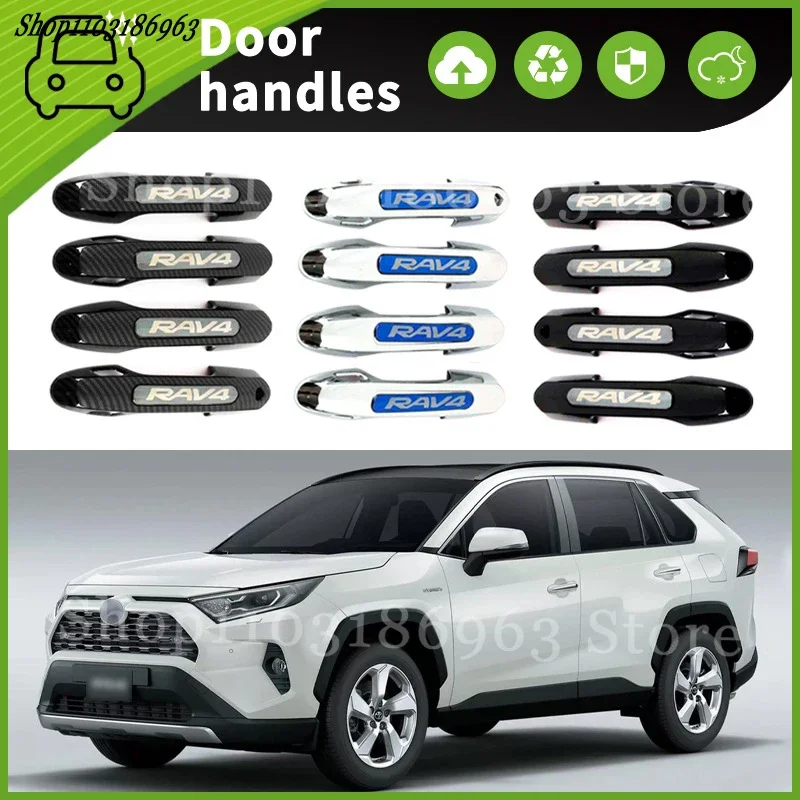 

For Toyota RAV4 2019-2024 Gloss Black Chrome Car Door Handle Cover Trim Styling Accessories Car Stickers Auto Accessories